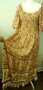 Neu mit Etikett Kindred Antropolgy Damen hellbraun/mehrfarbig langes Kleid #166636 Größe-2X - Bild 1 von 14