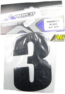 Apico Number 3 No. 3 Black Stickers Decals 4.5 inch Motocross Enduro - Picture 1 of 1