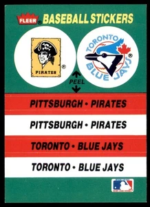 1988 Fleer #NNO Pittsburgh Pirates Toronto Blue Jays Baseball Stickers - Picture 1 of 2