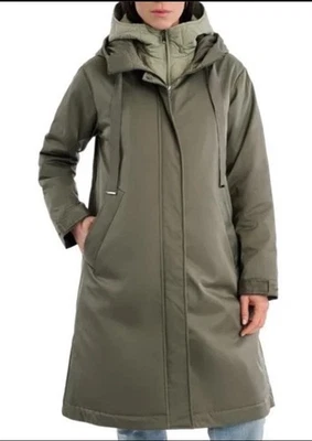 Bernardo Womens Raincoat Green Removable Bib Full-Zip Pockets Midweight Winter M - Image 1 of 4