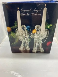 Vintage Kerzenhalter klar Kristallglas Engel Figur Kegel NEU - Bild 1 von 6