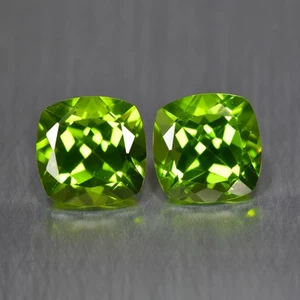 3.65Ct (2Pcs) Cushion_Flashing Quality Unheated Pakistan Peridot Gems - Picture 1 of 1