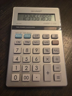 Calculator Sharp Elsimate EL-334M 10 Digit Twin Power Solar Desk Basic Tax Rate - Image 1 of 4