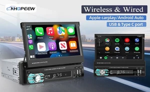 Autoradio 1DIN 7"  Stereo Touchscreen CarPlay Android Auto USB AUX MirrorLink FM - Foto 1 di 6