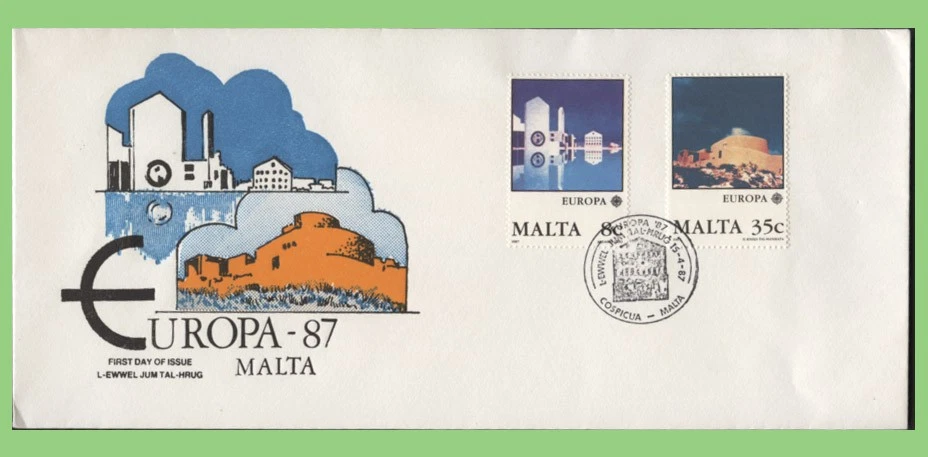 Malta 1987 Europa. Modern Architecture set on First Day Cover, Cospicua - Image 1 of 1