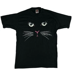 Camiseta De Colección Gráfica Cara de Gato Negra Para Hombre L 90s Puntada Única Telar de Frutas  - Imagen 1 de 5