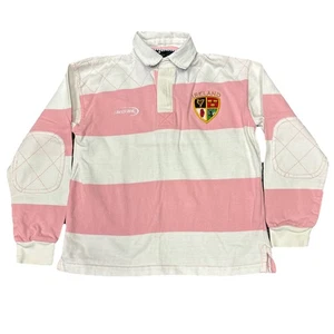 Landsdowne Ireland Kids Rugby Shirt Pink White Striped Long Sleeve Size 5/6 - Picture 1 of 4