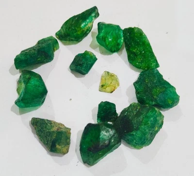 Loose Gemstone Natural Green Emerald Certified Uncut Rough 407.80Ct 12Pcs A012 - image 1 of 4