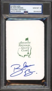 Blades Brown Signed Augusta Masters Golf Scorecard PSA/DNA GEM MINT 10 AUTO PGA - Bild 1 von 2