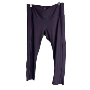 Apana Capri Yoga Leggings Womens M Black Highwaist Pull-On Stretch Side Mesh - Picture 1 of 9