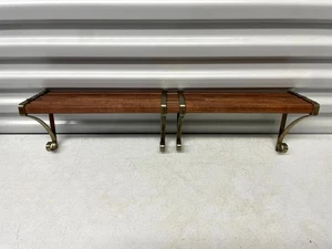 Vintage Mid-Century Modern Wood & Metal Wall Shelf with Curved Brackets - Picture 1 of 11