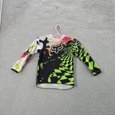 Fox Boy  Shirt YS Green Motorcross Graphic Print Activewear Gorpcore Logo - Image 1 of 4