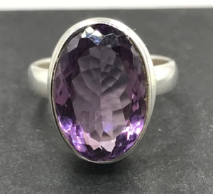 Amethyst ring, solid Sterling Silver, UK size O, oval, 16 x 11mm. New. - Picture 1 of 6