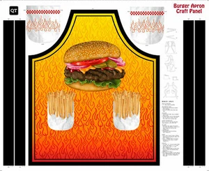 Tela de algodón digital de 3 yardas - Panel delantal de hamburguesa QT telas coser N Go - Imagen 1 de 1