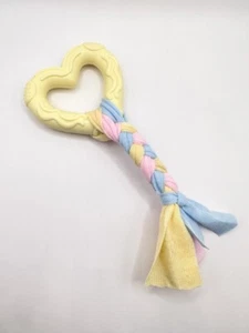 Yellow Heart-Shape Interactive Rubber Weaving Ropes Dog Teething Chew Toy - Picture 1 of 1