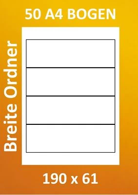 ETIKETTEN 190 x 61 MM AUF 50 A4 BOGEN SELBSTKLEBEND BESTE 70g/qm QUALITÄT - Bild 1 von 3