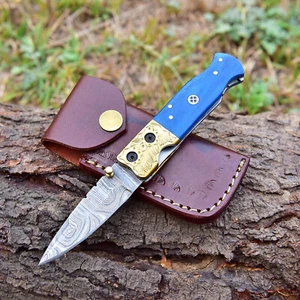 FORGE DAMAST RESIN JAGD FOLDER TASCHENMESSER SCHEIDE - Bild 1 von 5