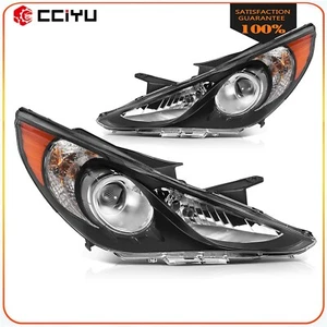 Headlight Assembly For Hyundai Sonata 2011-2014 Black Housing Left+Right Side - Picture 1 of 8