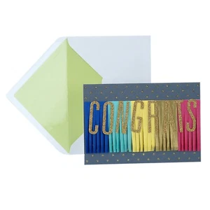 Hallmark Congratulations Card by Signature ~ 3D Congrats Rainbow Streamers - Picture 1 of 2