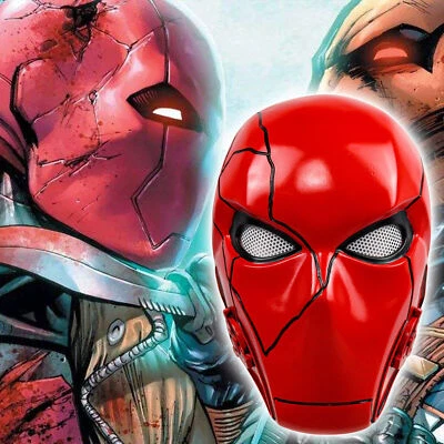 Red Hood Helmet Cosplay 1:1 Batman Robin Resin Halloween Helmet Prop Masks Gift - Image 1 of 4
