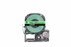 K-Sun 218FG Black on Fluorescent Green Tape 3/4" KSun Epson 218FGPX - Picture 1 of 2