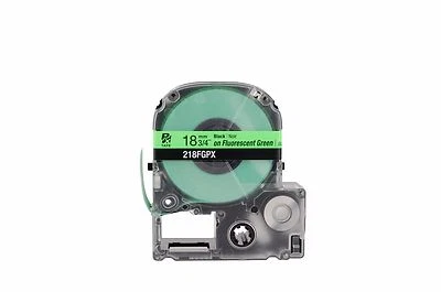 K-Sun 218FG Black on Fluorescent Green Tape 3/4" KSun Epson 218FGPX - Image 1 of 2