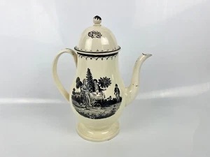 A very tall pearlware "Tea Party" pattern coffee pot c 1790. Prpbably Staffs. - Picture 1 of 8