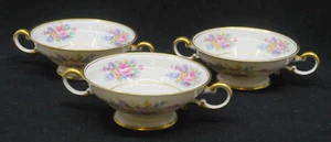 3 CASTLETON FINE CHINA CREAM SOUP BOWLS, CASTLETON BOUQUET PATTERN - Picture 1 of 6
