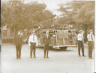 BW Photograph of Malden MA Fire Chief, Reverend Frank & Ladder #1 Fire Truck