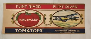 ADVERTISING Label Flint River Tomatoes Hollonville Williamson GA Biplane Wright - Picture 1 of 1