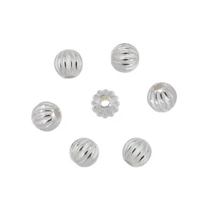 8 Sterling Silver Round Pumpkin Corrugated Spacer Beads 5mm #99217 - Picture 1 of 1