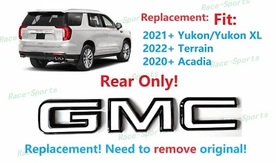 Brillo trasero negro blanco GMC emblema GMC 2020+ Acadia 2022+ Terrain 2021+ Yukon XL Foto 1 de 4