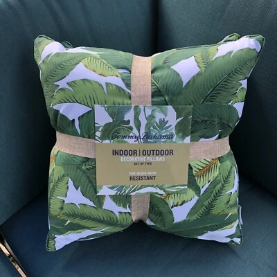 TOMMY BAHAMA Swaying Palms Leaf Outdoor Decorative Throw Pillows Set Of 2 NWT - Image 1 of 4