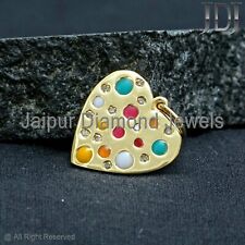 Enamel Yellow Vermeil Natural Pave Diamond 925 Silver Heart Charm Gift Pendant