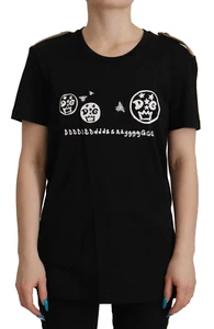 DOLCE & GABBANA T-shirt Cotton Black Logo Motive Crewneck IT40/ US6 / S RRP $740 - Picture 1 of 10