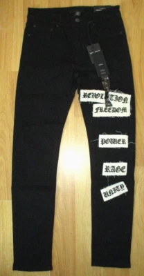 JEANS AJUSTADOS NEGROS PARCHES DESGASTADOS FOREVER 21 PARA HOMBRE TALLA 31 Foto 1 de 4