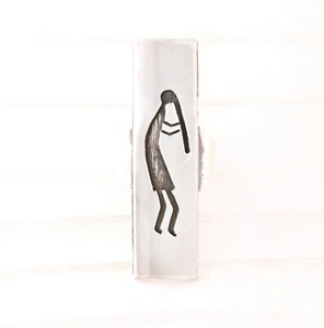 LONG OLD PAWN STERLING SILVER KOKOPELLI DANCER OVERLAY RING SIZE 4.75 - Picture 1 of 4
