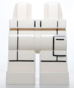 Lego White Minifigure Hips and Legs with Black Jumpsuit Outline and Side Pocket - Picture 1 of 1