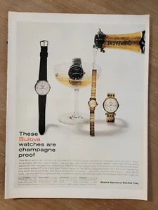 Vintage 1960 Bulova Watch Champagne Proof Print Ad Advertisement  - Picture 1 of 1