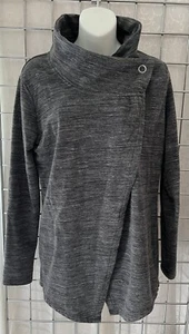 Danskin Women's Grey Variegated Stretch French Terry Bliss Wrap Cardigan •Size M - Picture 1 of 8