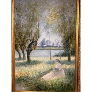 Pintura al óleo original impresionista francesa marco de oro firmado Berthe Mo... - Imagen 1 de 15