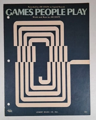 VTG 1968 Sheet Music, Games People Play, Joe South, Capitol Records - Image 1 of 3