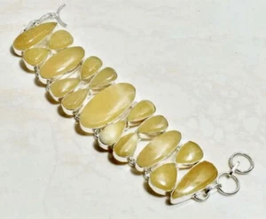 My Lanigirl Yellow Lace Agate Handmade Big Bracelet Jewelry 63 Gms - Picture 1 of 3
