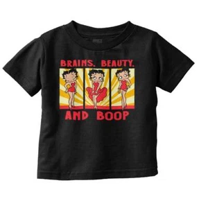 Betty Boop Brains and Beauty Retro Cartoon Toddler Girl Youth T Shirt For Kids - Picture 1 of 6