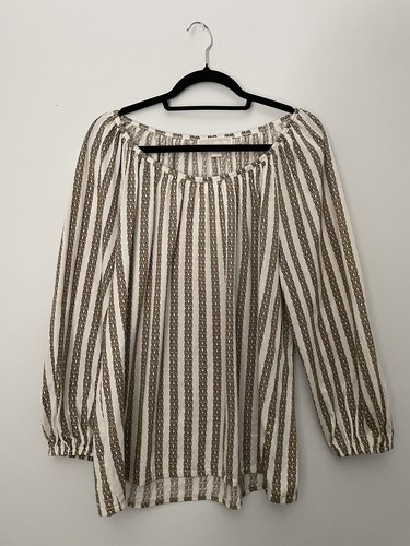 Camicia da donna Michael Kors catena maglie oro manica a 3 4 taglia L nuova con etichette al dettaglio $64