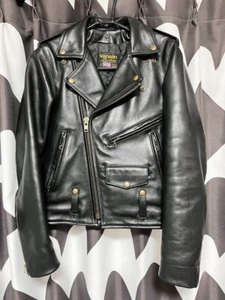 Vanson Vintage Leather Jacket Double Riders Black Size 34 From Japan - Picture 1 of 11
