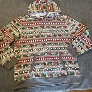 ADTN Christmas Bear Tree Karomuster Funky Hoodie Herren XL - Bild 1 von 9