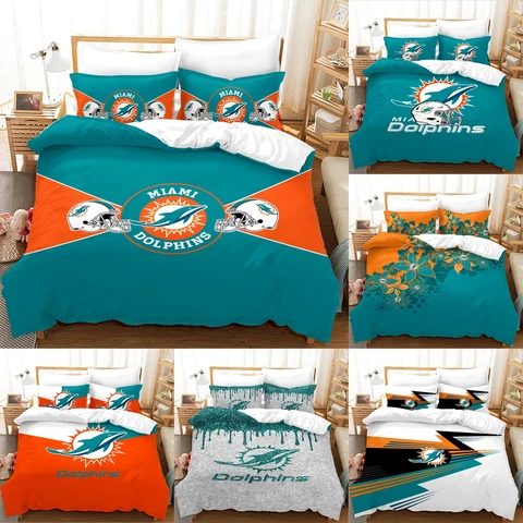 Miami Dolphins Bedding Set 3 Pieces Duvet Cover With Pillowcases Quilt Cover Cover