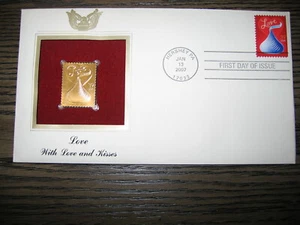 2007 With Love and Kisses Replica FDC Gold Golden Cover Stamp - Picture 1 of 2