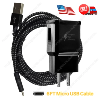 Braided Micro USB Fast Charger Data Cable Cord Adapter For Samsung Android HTC - Image 1 of 4